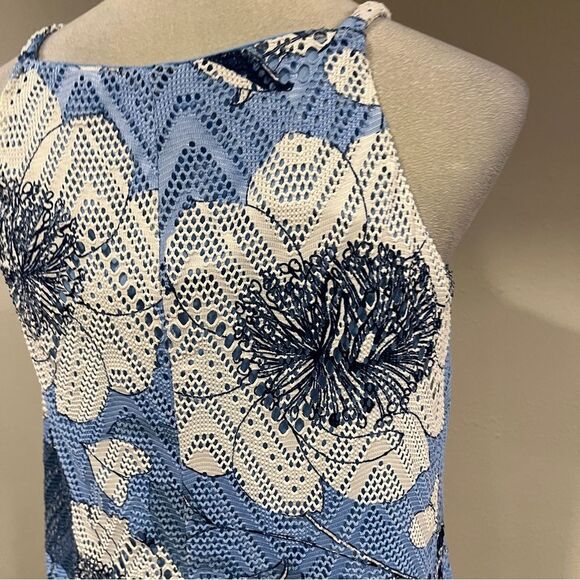 Wesport Floral Blue and White Sleeveless halter Dress size medium - Picture 7 of 14